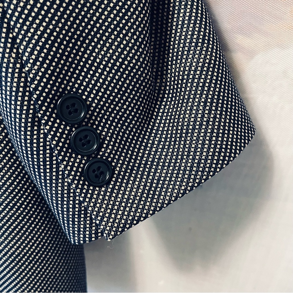 Vtg TRUSSINI Linea Nuova Wool Sport Coat Men 43R Blazer Navy Blue Birdseye Italy - Picture 8 of 16